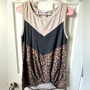 Chevron Leopard Color-block Tank Top